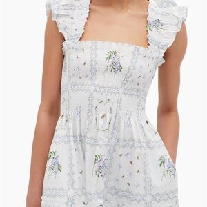 Hill House “the Nap dress” White Floral Midi